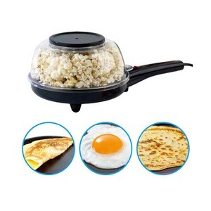 Electric 2 in 1 Popcorn &amp; Crepe Maker With Non-Stick Griddle And On/Off Switch