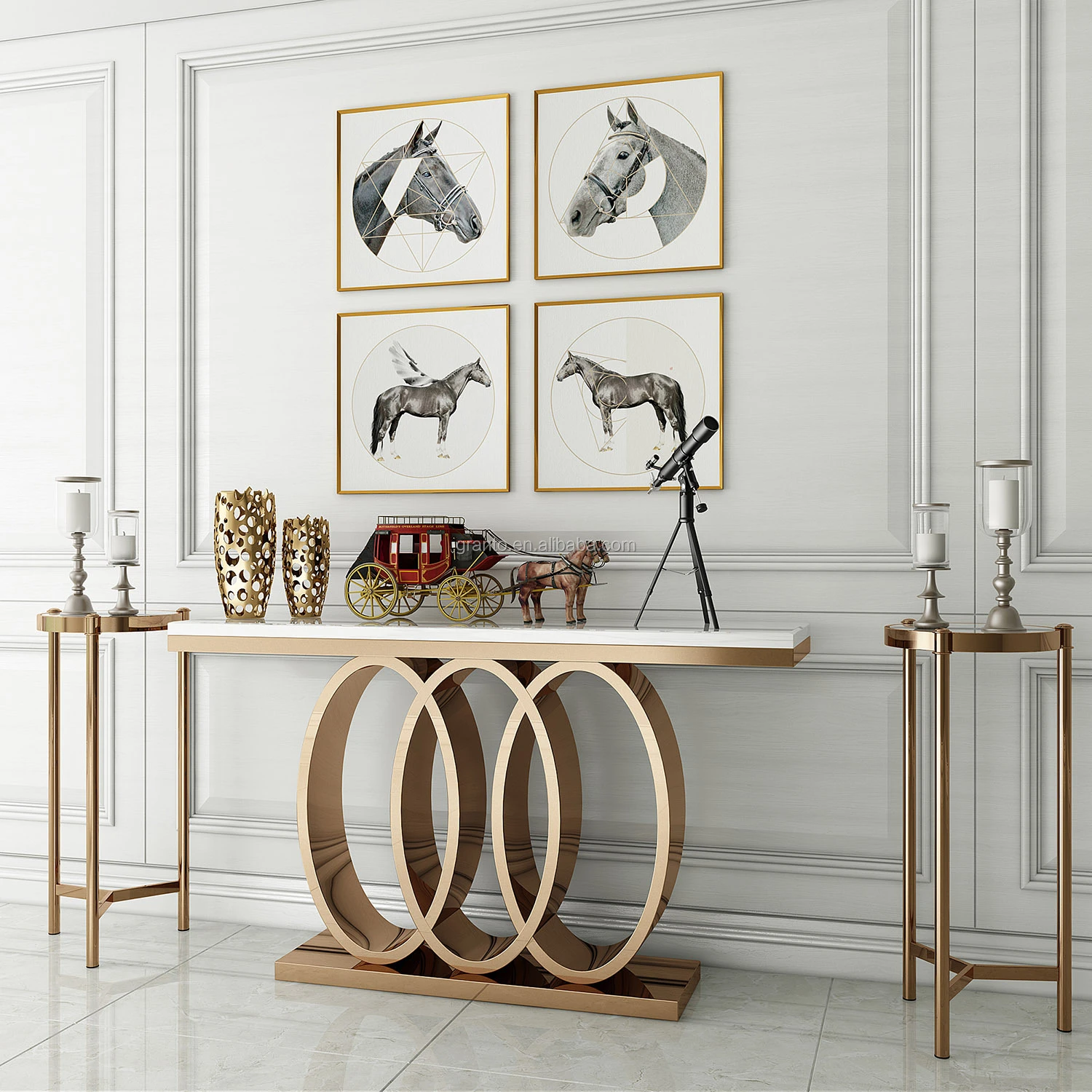 Elegant modern design indoor stainless steel furniture console table