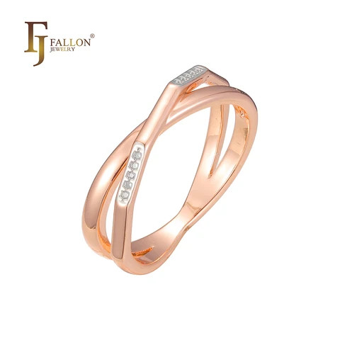 F93202458 FJ Fallon Fashion Jewelry Interlocking rings Plated in Rose Gold two tone brass based