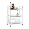 Factory Custom 3-Tier Drinks Trolley Clear Acrylic Bar Cart With Wheels For Hotel Serving