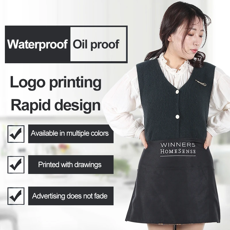 Factory direct sells custom design cotton cooking waterproof bbq chefs kitchen short apron