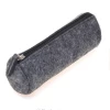 factory price foldable felt pencil pouch with leather stripe