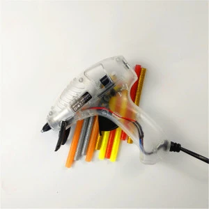 Factory supply Transparent shell with Black trigger with 10pcs Colorful with glitter glue sticks Cordless hot melting glue guns