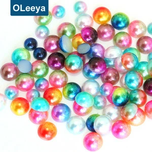 Factory Wholesale Price Over 60 Colors 2mm-25mm Loose ABS Half Round Pearls for Clothing Accessory