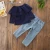 Import Fall Kids Boutique Cheap Fashion Girl Clothes Off Shoulder Children Jeans And Shirt 2018 from China