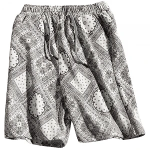 fashion custom summer mens shorts pants mens elastic waist cotton sweat paisley shorts