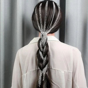 Fashion Silver Plated Head Hair Extension Chain BB Clips for Women Head Accessory