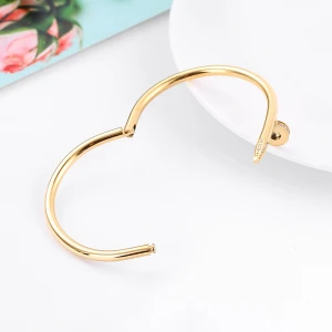 Fashion Stainless Steel Bracelet Women Men Cuff Silver Gold Color Rose Gold Special Charm Nail Bracelets Jewelry Custom