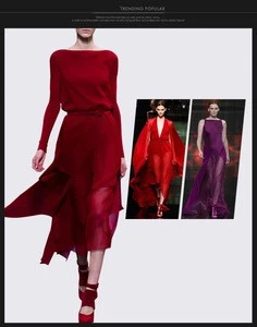 Fashion Women Hot Style Slash Neck Long Sleeves Red Chiffon Casual Dresses