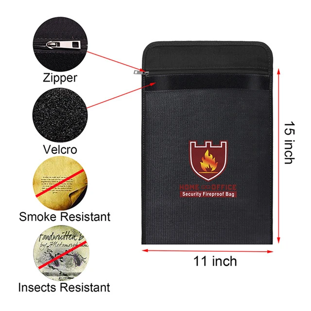 Fireproof Waterproof Document Bags Money Travel Document Organizer 28*38cm for School Home Office Use Factory Costomized