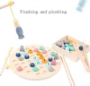Fishing pin 2 in 1 toy puzzle parents and children 1 to 6 years old family spelling words children wooden toys