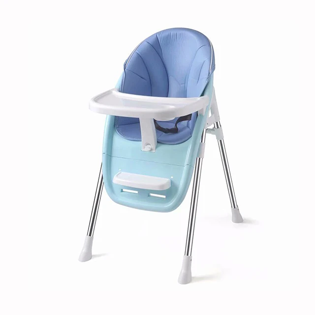 Foldable baby chair portable child dining feeding chair wih pu soft cushion