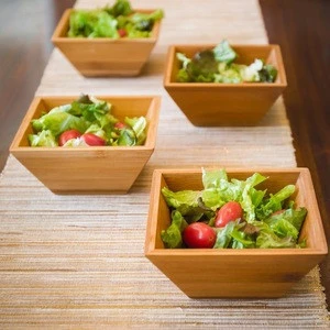Food Safety Square Natural Bamboo Salad Bowl For Fruit Rice Handmade Bowls Kitchenware Dinnerware