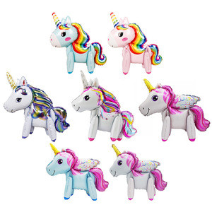 For Birthday Party Baby Shower Decoration Supplies 3D Unicorn Globos Walking Animal Balloons Aluminum Foil Balloons