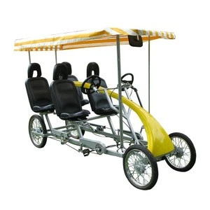 Four Wheel Surrey bicycle with separate seats/Sightseeing 4 Persons bike can add electric motor