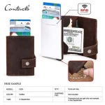 free sample contact's crazy horse leather new product rfid aluminum automatic pop up leather id cash credit card holder