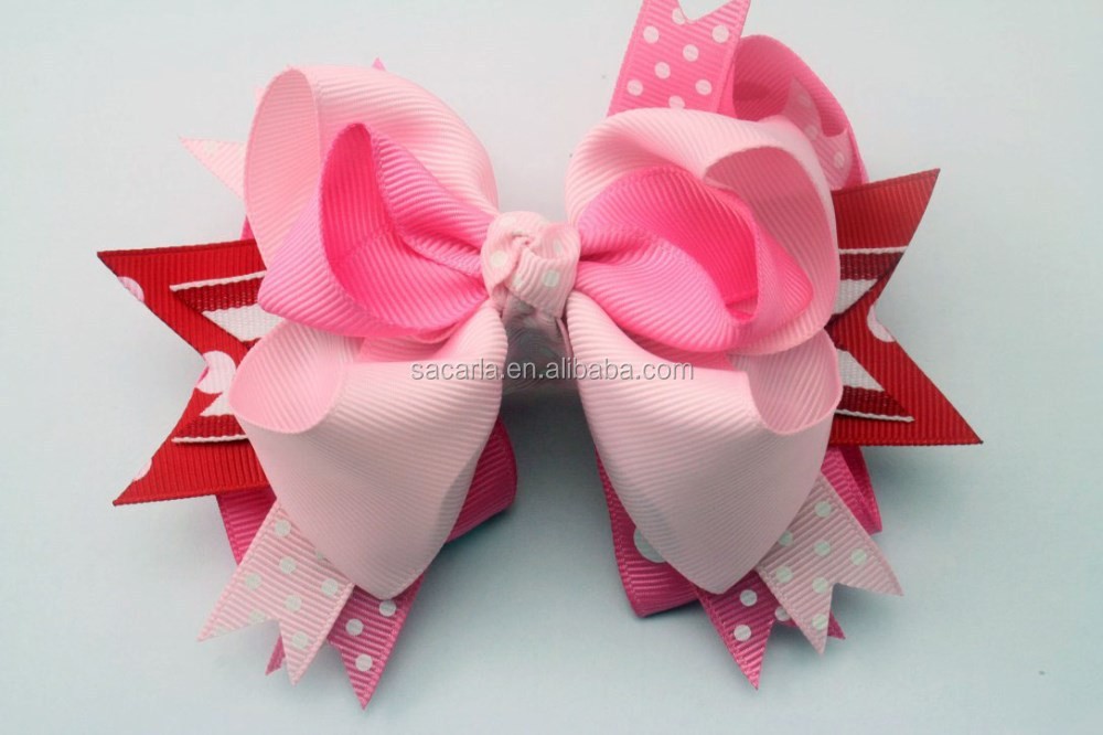 Free shipping by wholesale fashion cheap big kids handmade Grosgrain Ribbon boutique hair bows with clip for girls factory price