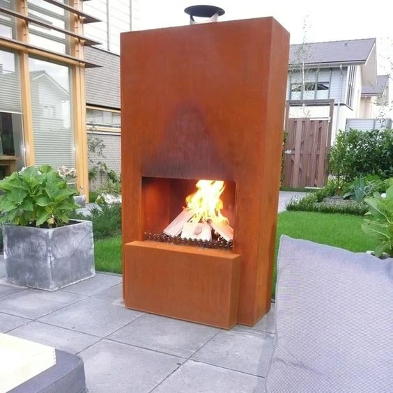 Freestanding Corten Steel Wood Fireplace
