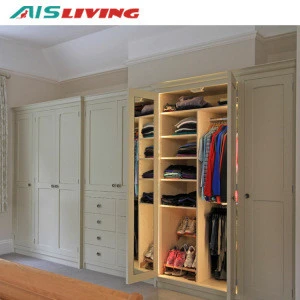 Furniture melamine laminate wood veneer walk-in bedroom wardrobe closet