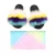 Import Furry rainbow set real fox silicone jelly purse fur women fluffy sandals slippers wholesale fur slides and matching purse from China