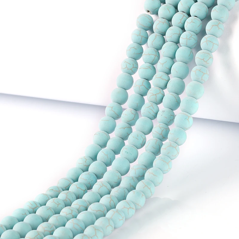 Gemstone Frosted Synthetic Turquoise Stone Beads Matte Stone Loose Beads for DIY Jewelry