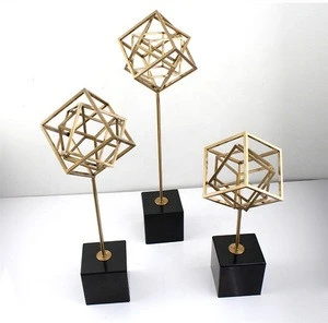 Geometric Frame design Metal Showpieces for Home Decoration Accessories Pieces Luxury