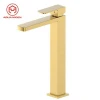 Gold Tall Faucet Sink Single Handle One Hole Lead Free Solid Brass Deck Mounted Tall Body For Bathroom