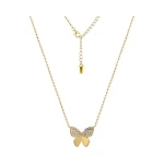 Grace Jewelry Butterfly Fashion Custom Zircon Gold Plated 925 Sterling Silver Necklace Jewelry For Women