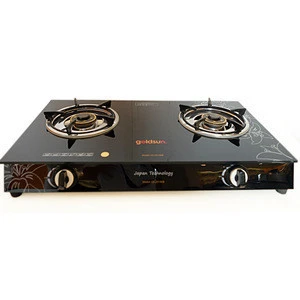 GS-2014GB with Tempered Glass 2 Burner Gas Stove Cooktop and Gas Kitchen cookware