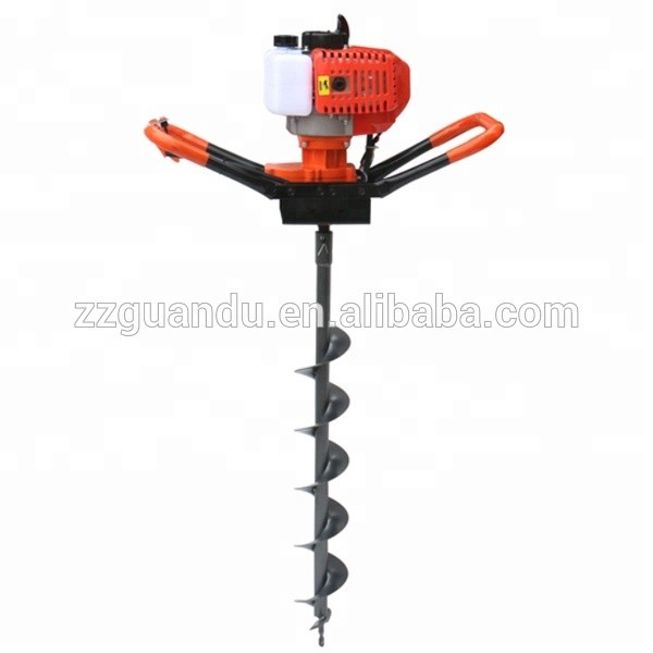 Hand mini gasoline engine operated earth auger