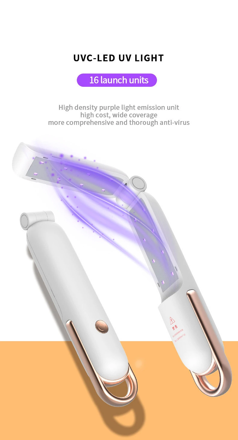 Handheld Foldable UVC Lamp Disinfection Light Bacterial Killing Ultraviolet 16Pcs LED Mini  Portable UV Sterilizer