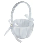 Handmade wedding basket romantic wedding ceremony party pearl garland satin bowknot love case flower girl basket new