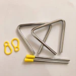Hanging baby playing percussion triangle music toy