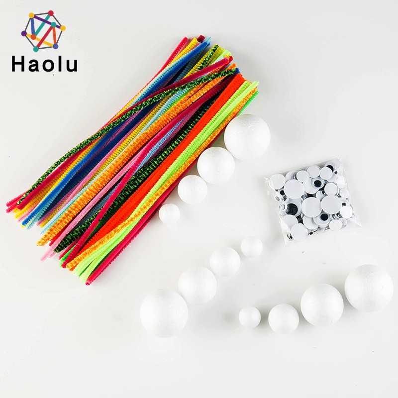 Haolu Crafts Supplies Set Which Includes Pipe Cleaners Chenille Stem,Pompoms,Googly Eyes ,feathers, foam for School Art Projects