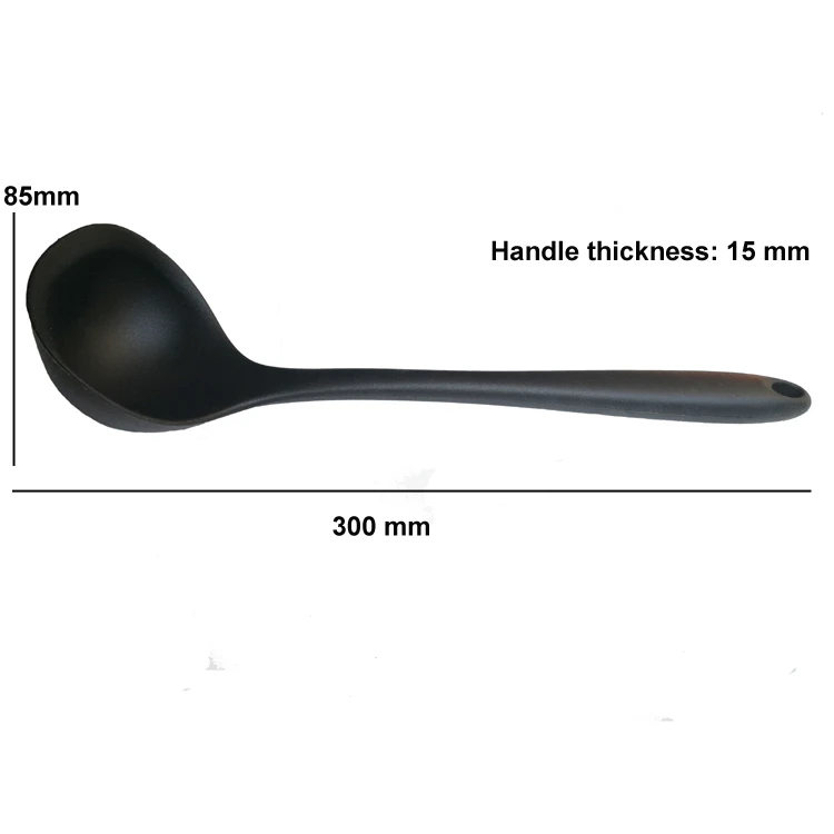 Heat resistant silicon spoon  long handle silicone rubber spoon food grade big ladle silicone soup spoon