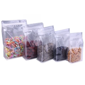 Heavy Duty Plastic Zipper Bag Square With Transparent Flat Bottom Packing Matte Bags Clear Large Carry Seal Storage For Lock