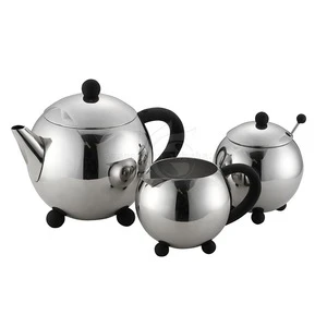 high quality 3pcs stainless steel tea cup pot in one