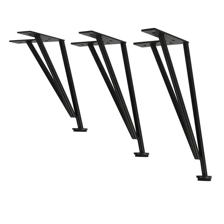 High Quality 6 Inch Office Furniture Feet Living Room 3 Rod Metal Hairpin Legs Customized Hairpin table legs