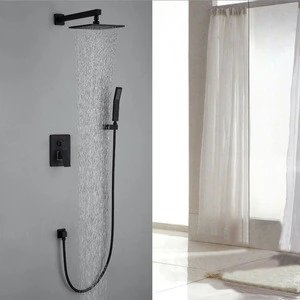 High Quality Black Color in Wall Mounted 8&#39;&#39; Shower Head Bath Mixer Square Bathroom Shower Faucet Set