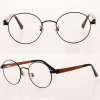 High Quality Customized  Round Metal Frame Handmade Wooden temple  Metal Eyewear  Women Men Optical Glasses Spectacle Frame