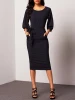 High Quality Elegant Career Workwear Chiffon Midi Dress With Puff Sleeve