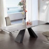 High quality extensible  glass top dinning room table and chairs