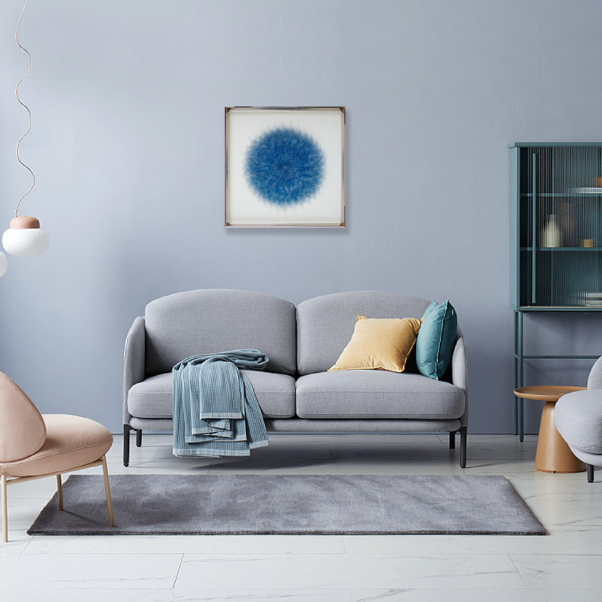 Buy Home Decor Blue Leaves Shadow Box Wall Decor Glass Framed Wall Art