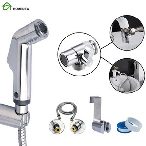 HOMEDEC 2 Functions Toilet Faucet Bidet Sprayer - Hot and Cold Water ABS Handheld Sprayer with Sink Hose Attachment for Bathroom