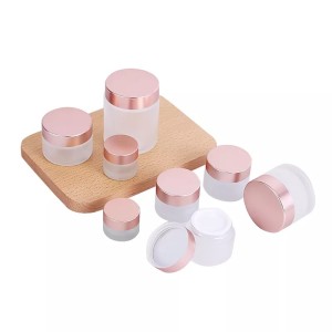 Hot Sale 100g 20g 30g 50g 1oz Skin Care Clear Cream Rose Gold 5g Empty Luxury Packaging Frosted Pink Glass Cosmetic Jars