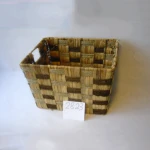 Hot sale ecofriendly customized handmade supermarket rattan baskets woven water hyacinth cabinet straw storage basket hamper