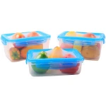 Hot salenew design plastic keep fresh food storage box set with silicone lids
