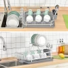 Hot sell 2 tier dryer storage aluminum dish drainer drying rack plate and bowl drain rack