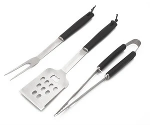 Hot sell Outdoor 3PCS Stainless steel BBQ tool with PP handle