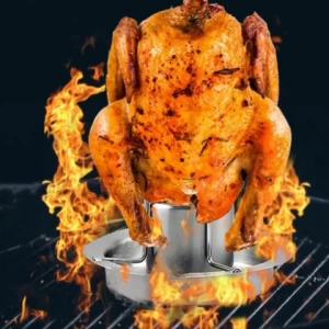 Hot-selling 304 Stainless Steel Kitchen Beer Can Chicken Roaster Grilling Bbq Basket Tools